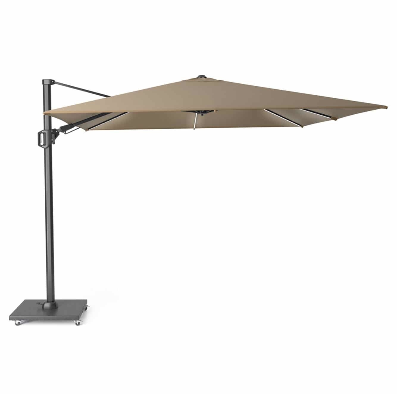 Challenger T² zweefparasol | 300x300cm met parasolvoet 90kg & hoes | taupe