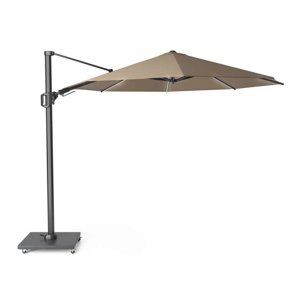 Challenger T² zweefparasol | Ø350cm rond met Modena parasolvoet 90kg | taupe
