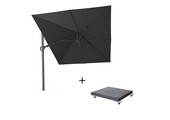 Challenger T² zweefparasol - premium doek | 350x260cm met Modena parasolvoet 90kg | Faded Black