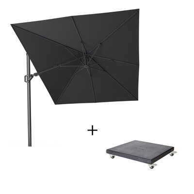 Challenger T² zweefparasol - premium doek | 350x260cm met Modena parasolvoet 90kg | Faded Black