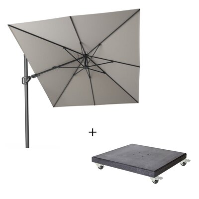 Challenger T² zweefparasol - premium doek | 350x260cm met Modena parasolvoet 90kg | Manhattan