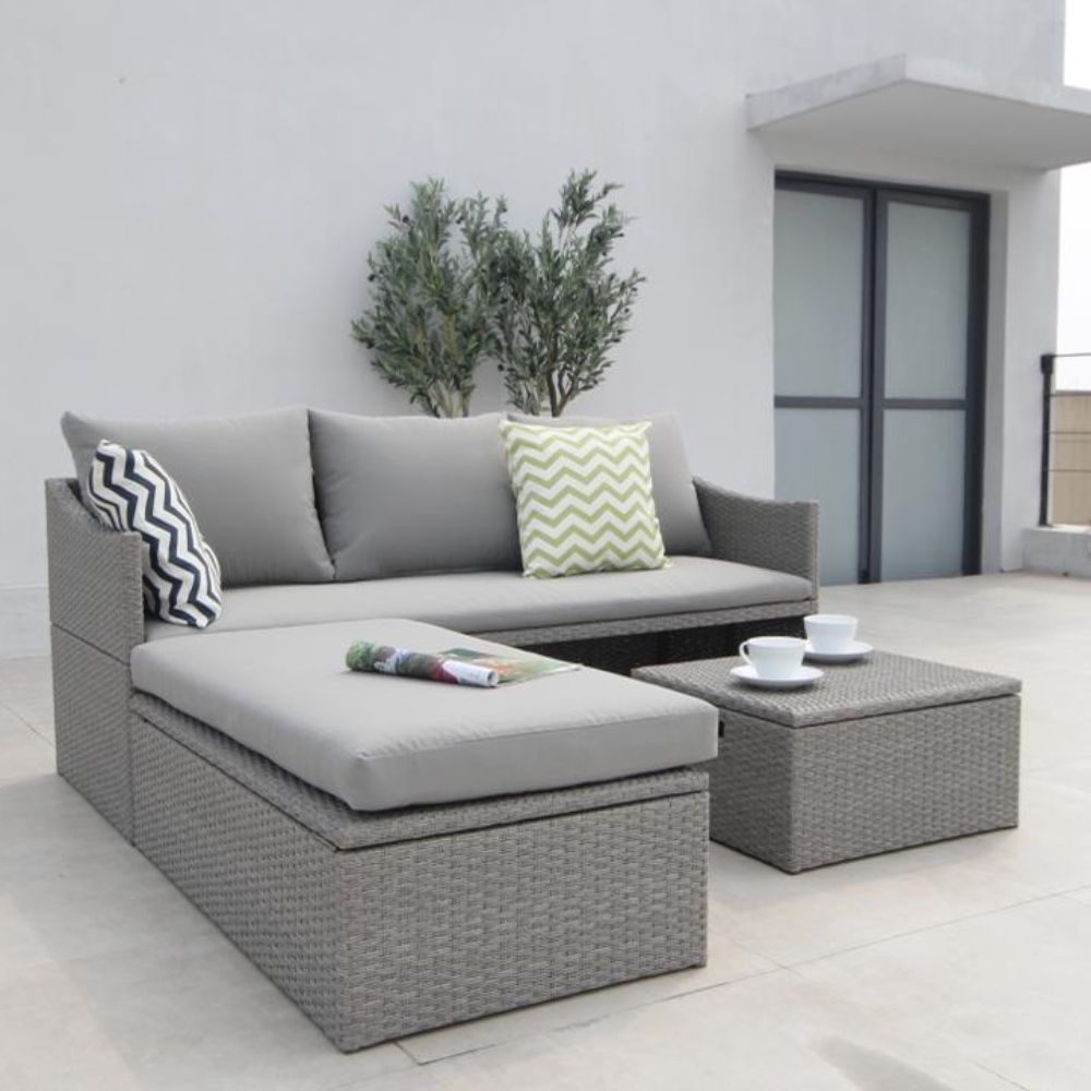 Bergamo hoek loungeset 3-delig | multifunctioneel | wicker