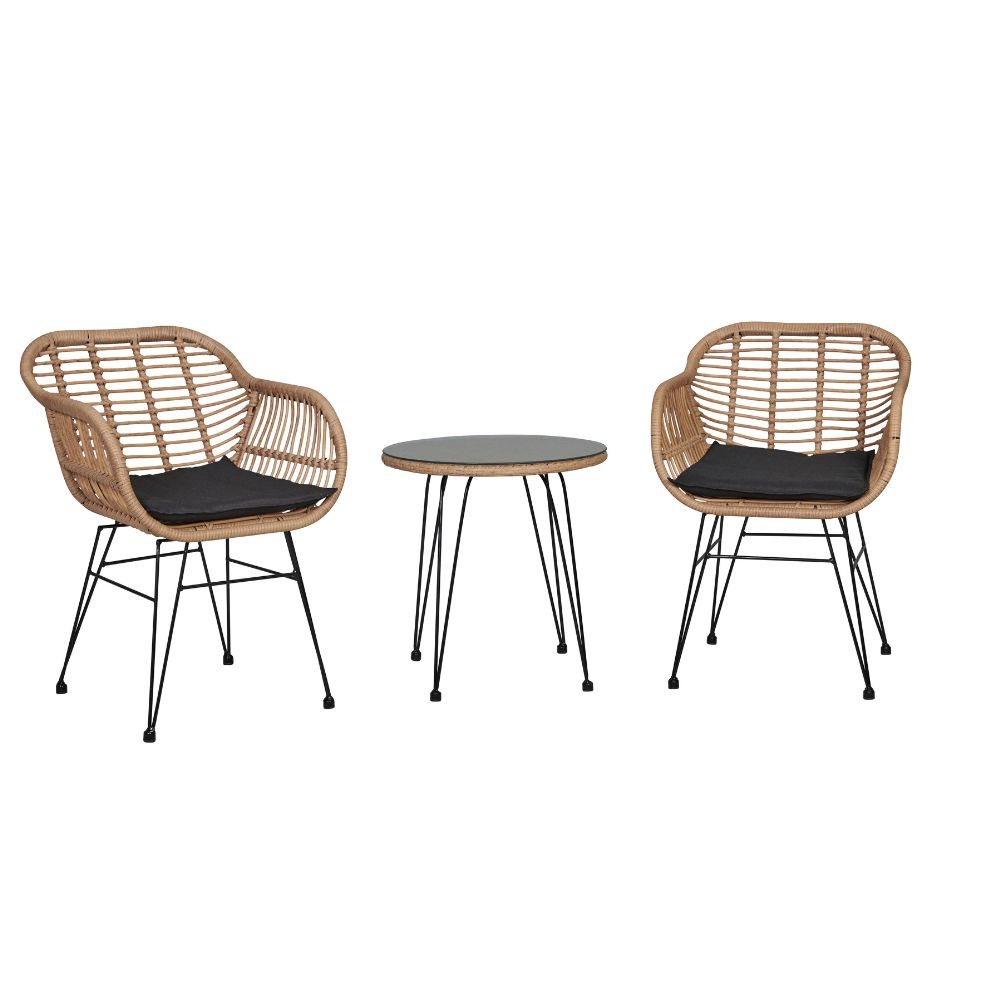 Mauritius balkonset 3-delig | wicker + staal | Bamboo antraciet