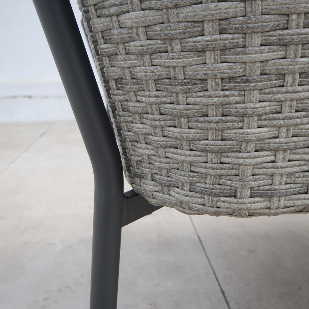 Lagos stoel-bank loungeset 4-delig | wicker + staal | grijs