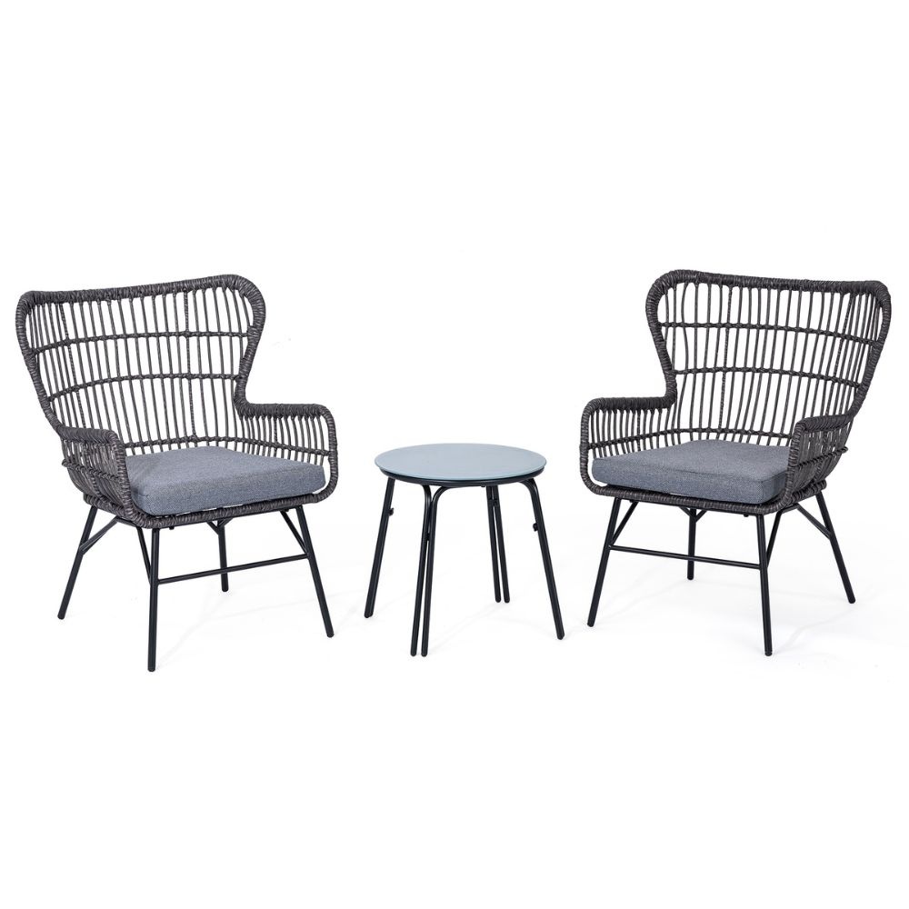 Sofia balkonset 3-delig | wicker + staal | grijs