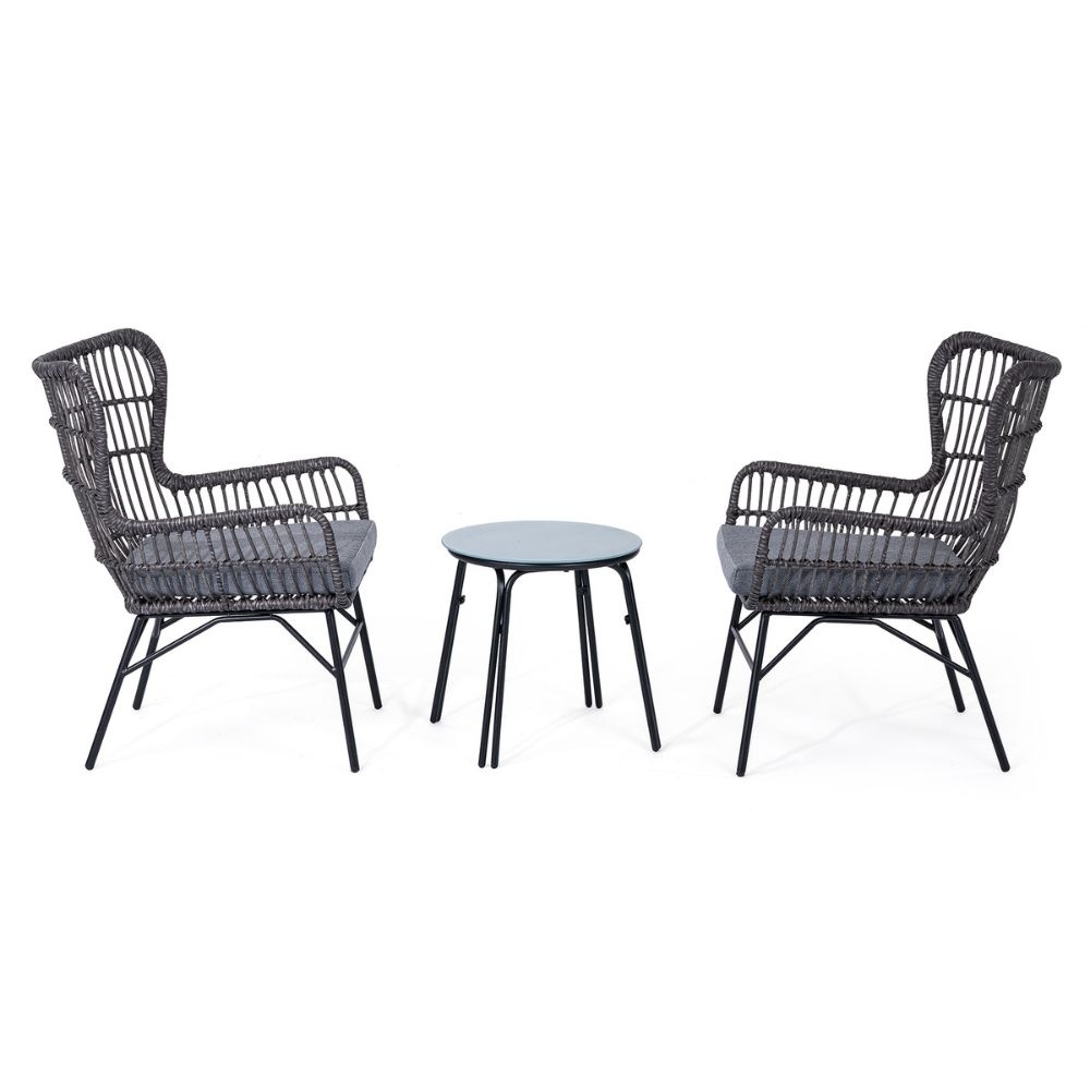 Sofia balkonset 3-delig | wicker + staal | grijs