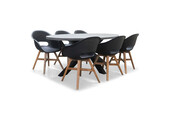 Stockholm/Karlstad zwart dining tuinset | 6 personen | betonlook + kunststof | 200cm