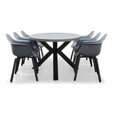 Stockholm/Montreux dining tuinset | 6 personen | betonlook + kunststof | 200cm