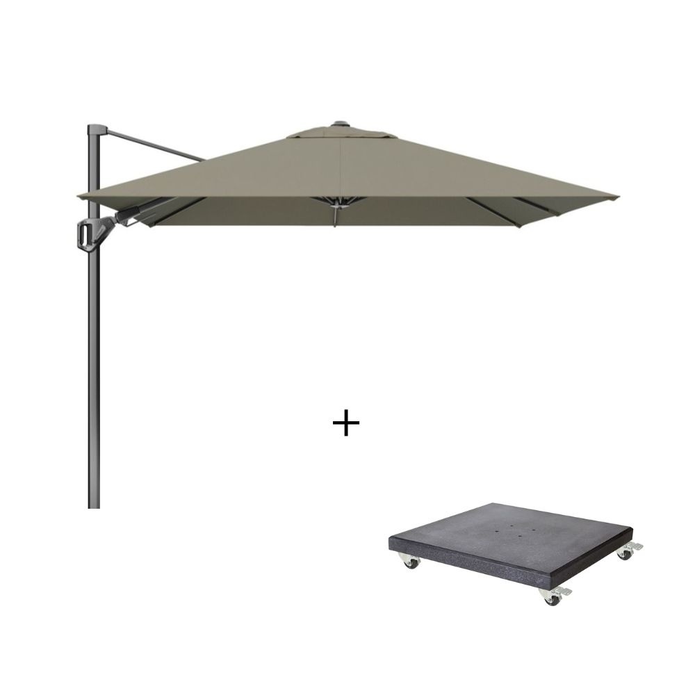 Voyager T² zweefparasol | 270x270cm met Modena parasolvoet 90kg | taupe afbeelding