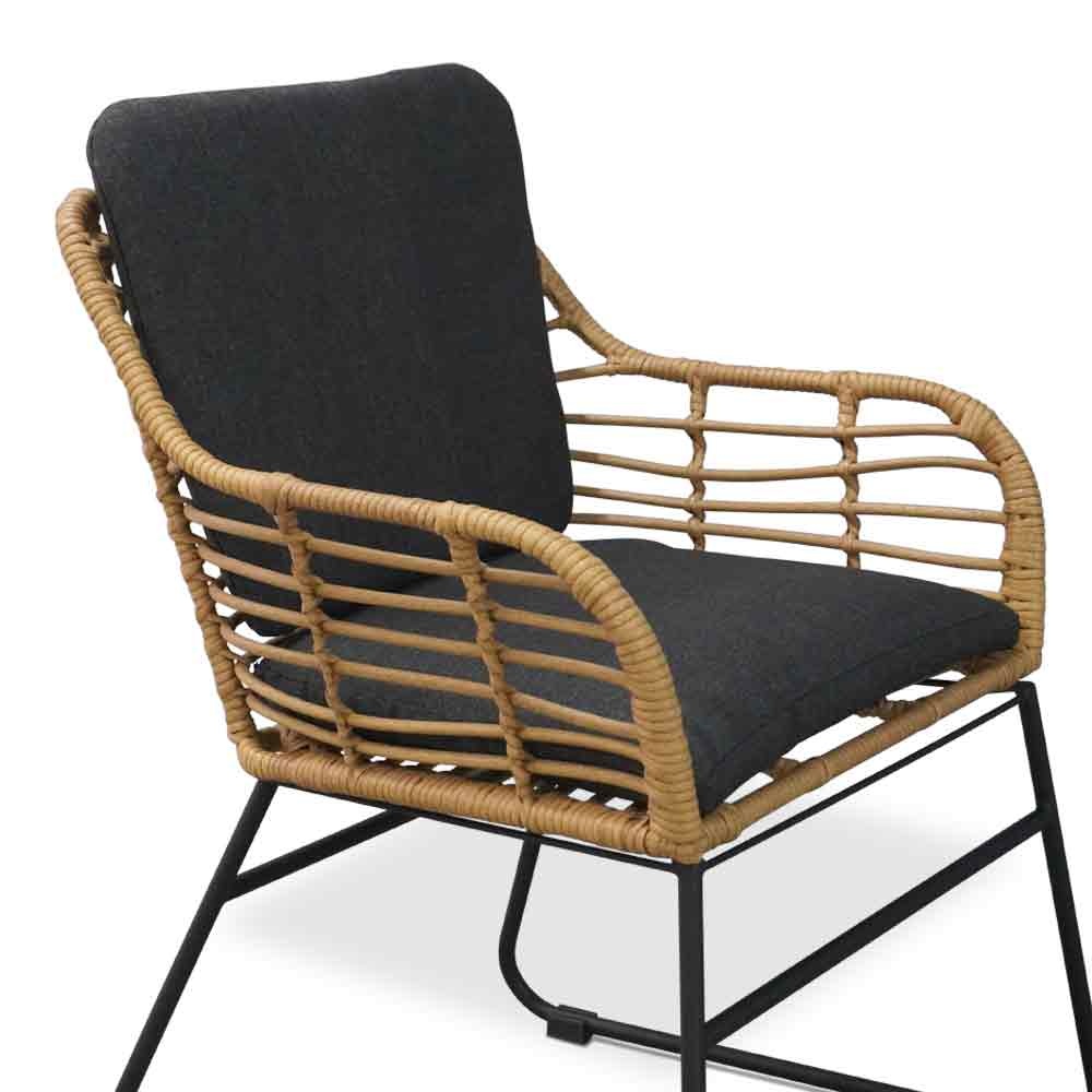 Coco dining tuinstoel | wicker + staal | Bamboo antraciet