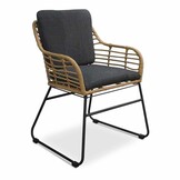 Coco dining tuinstoel | wicker + staal | Bamboo antraciet