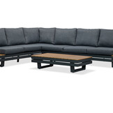 Vegas hoek loungeset-links 6 personen | aluminium + polywood | antraciet | 4-delig - 311x230cm