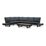 Vegas hoek loungeset-links 6 personen | aluminium + polywood | antraciet | 4-delig - 311x230cm