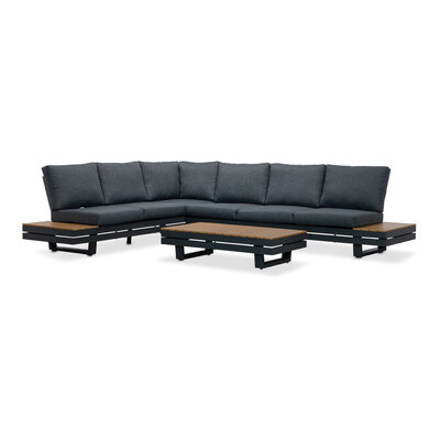 Vegas hoek loungeset-links 6 personen | aluminium + polywood | antraciet | 4-delig - 311x230cm