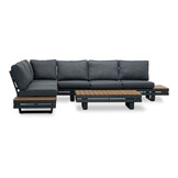 Vegas hoek loungeset-links 6 personen | aluminium + polywood | antraciet | 4-delig - 311x230cm