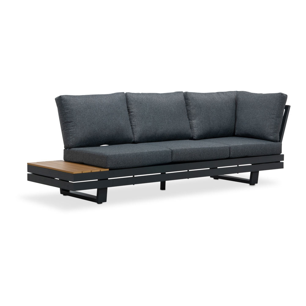 Vegas hoek loungeset 3-delig | aluminium + polywood | antraciet