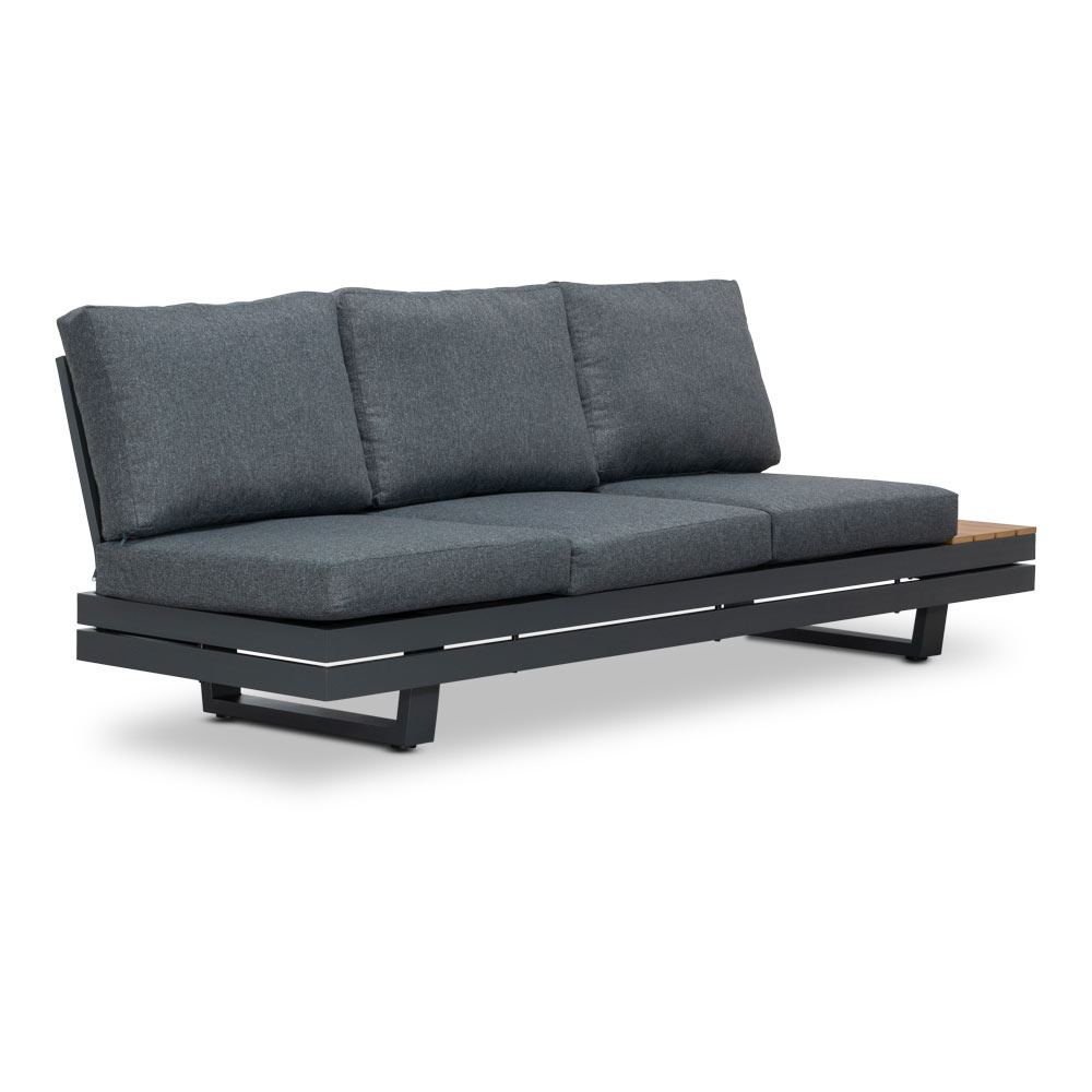 Vegas hoek loungeset 3-delig | aluminium + polywood | antraciet