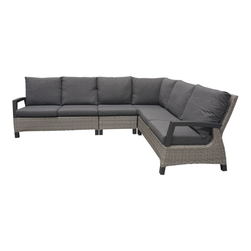 Prato Brick hoek loungeset 4-delig | aluminium + wicker | grijs