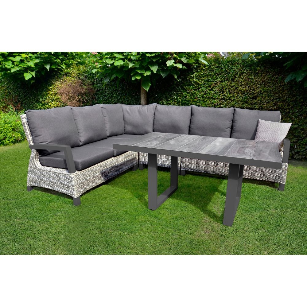 Prato Brick hoek loungeset 4-delig | aluminium + wicker | grijs