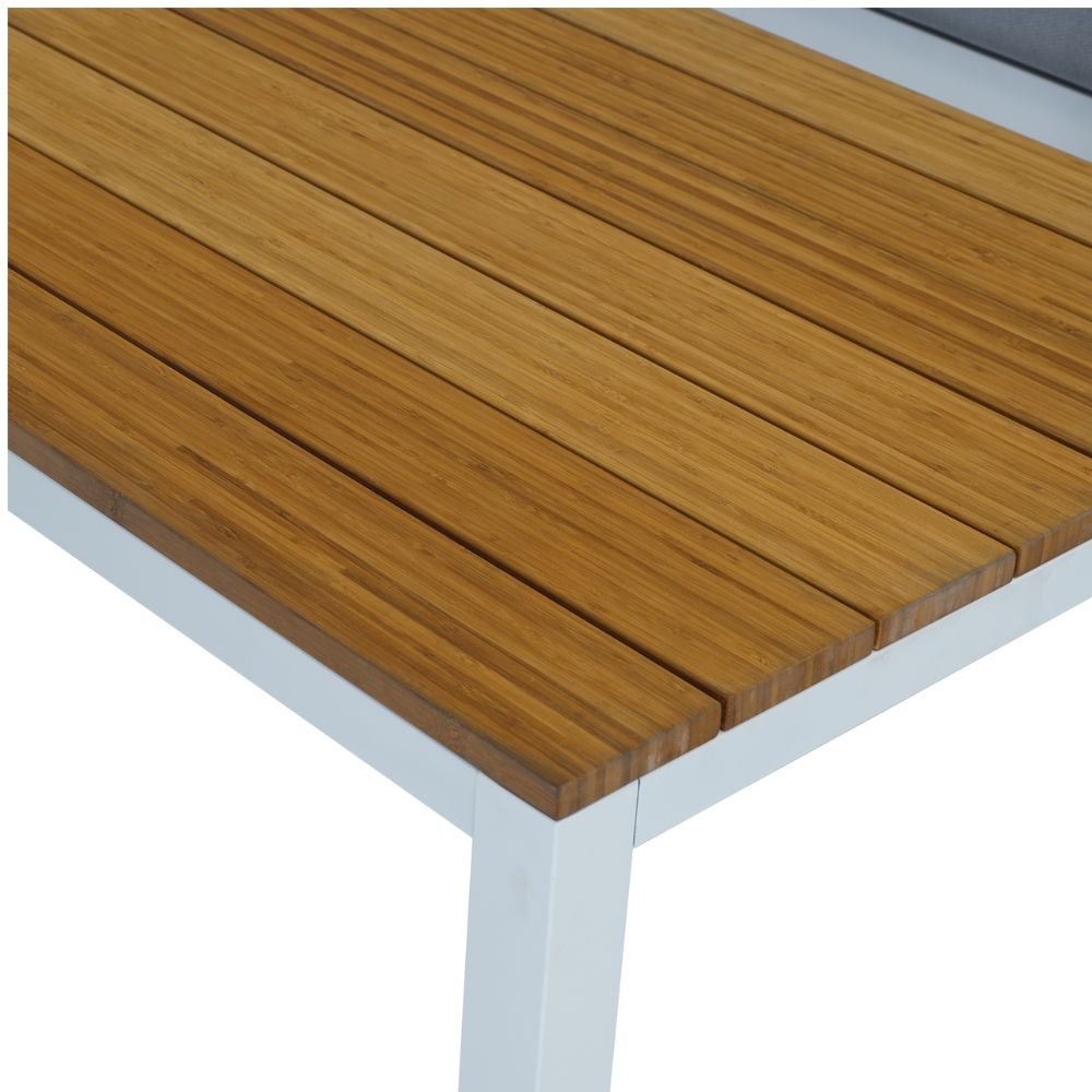 Donnan stoel-bank loungeset 4-delig | aluminium + bamboe | wit