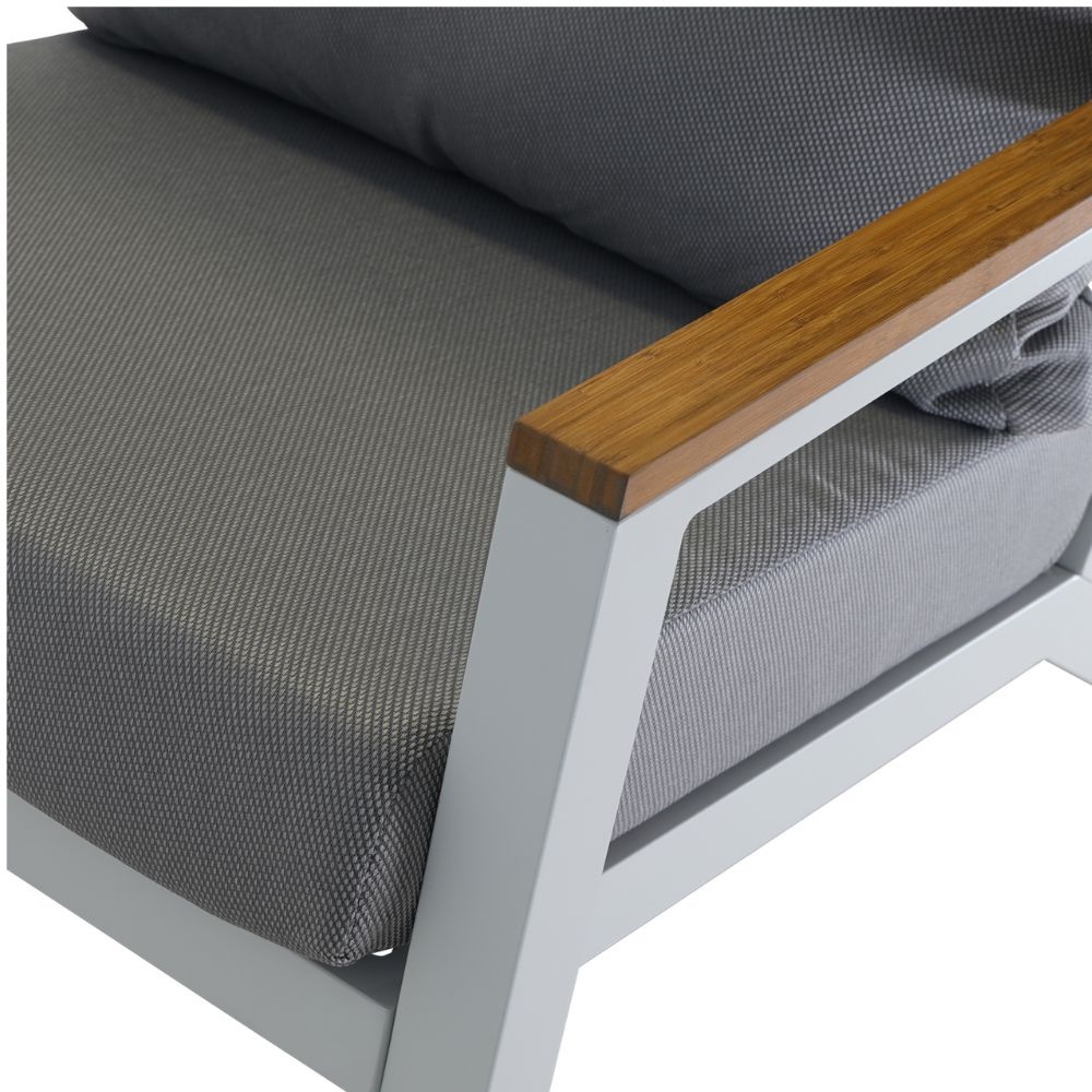 Donnan stoel-bank loungeset 4-delig | aluminium + bamboe | wit