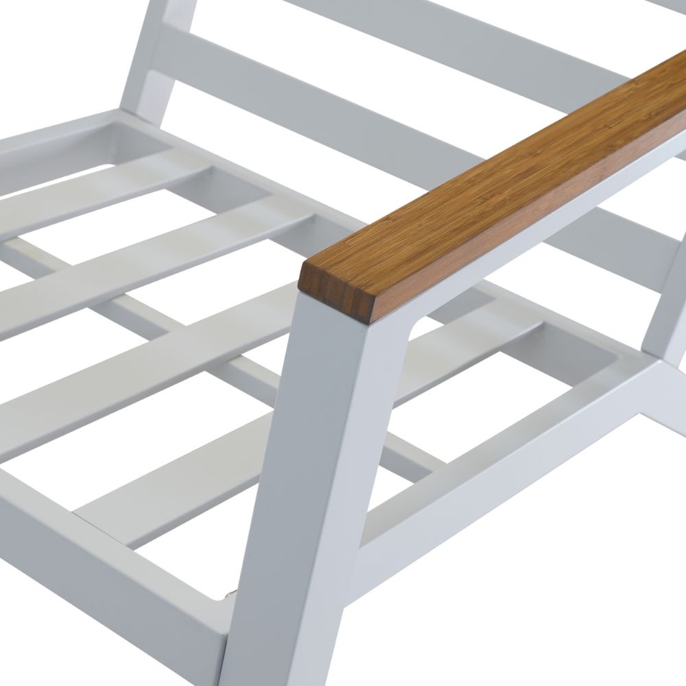 Donnan stoel-bank loungeset 4-delig | aluminium + bamboe | wit