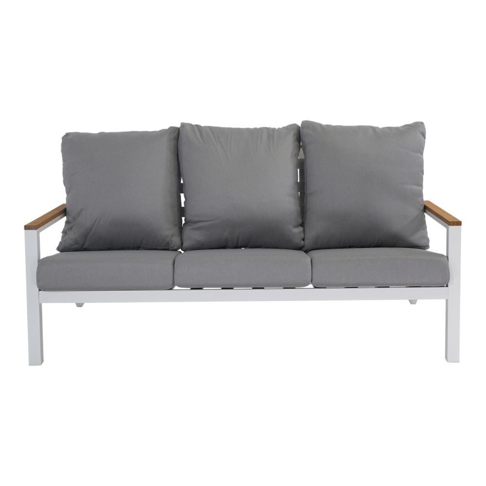 Donnan stoel-bank loungeset 4-delig | aluminium + bamboe | wit