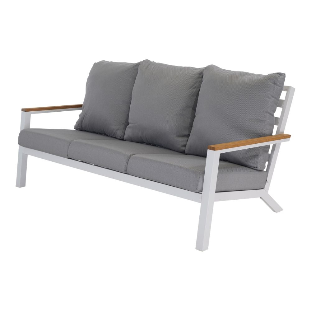 Donnan stoel-bank loungeset 4-delig | aluminium + bamboe | wit