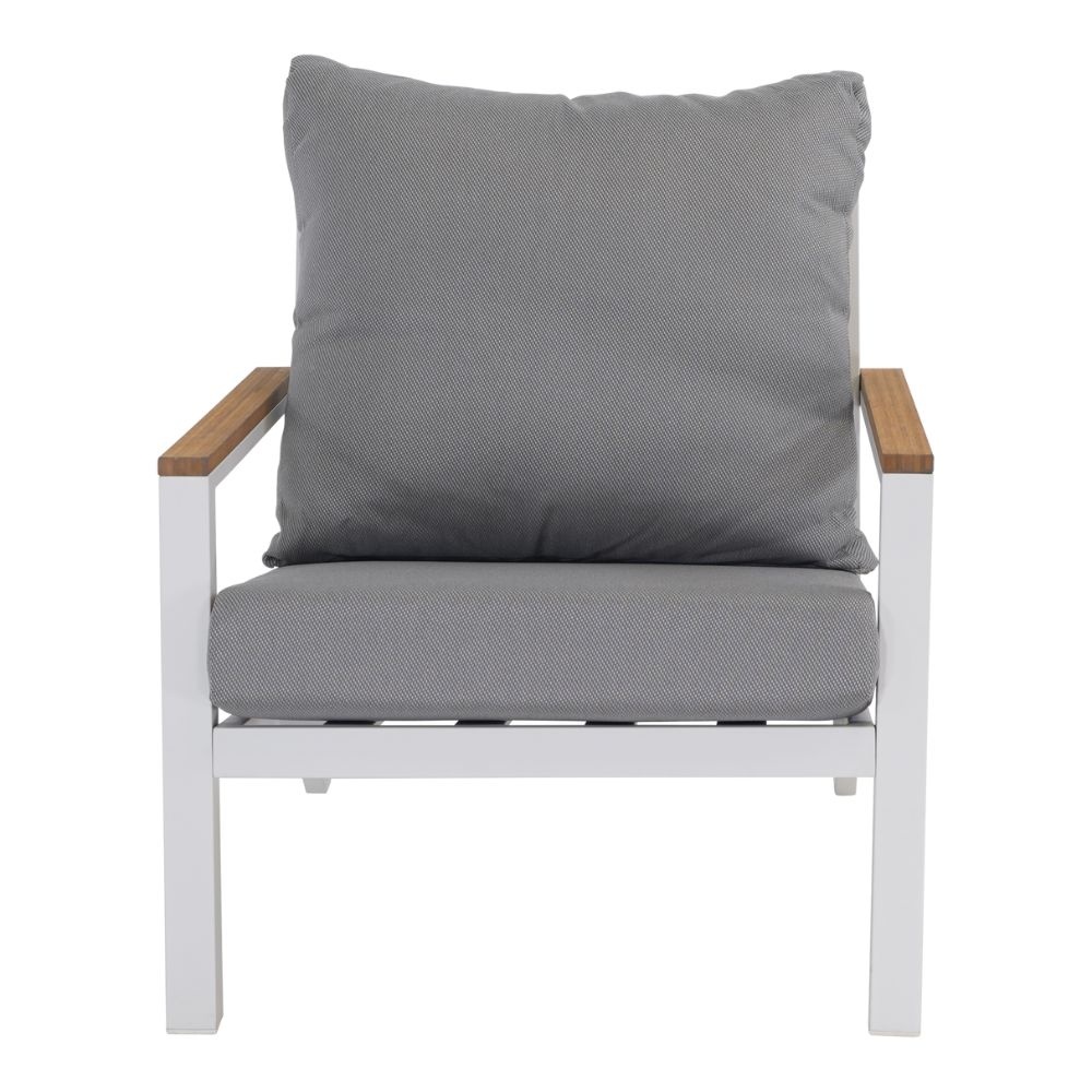 Donnan stoel-bank loungeset 4-delig | aluminium + bamboe | wit