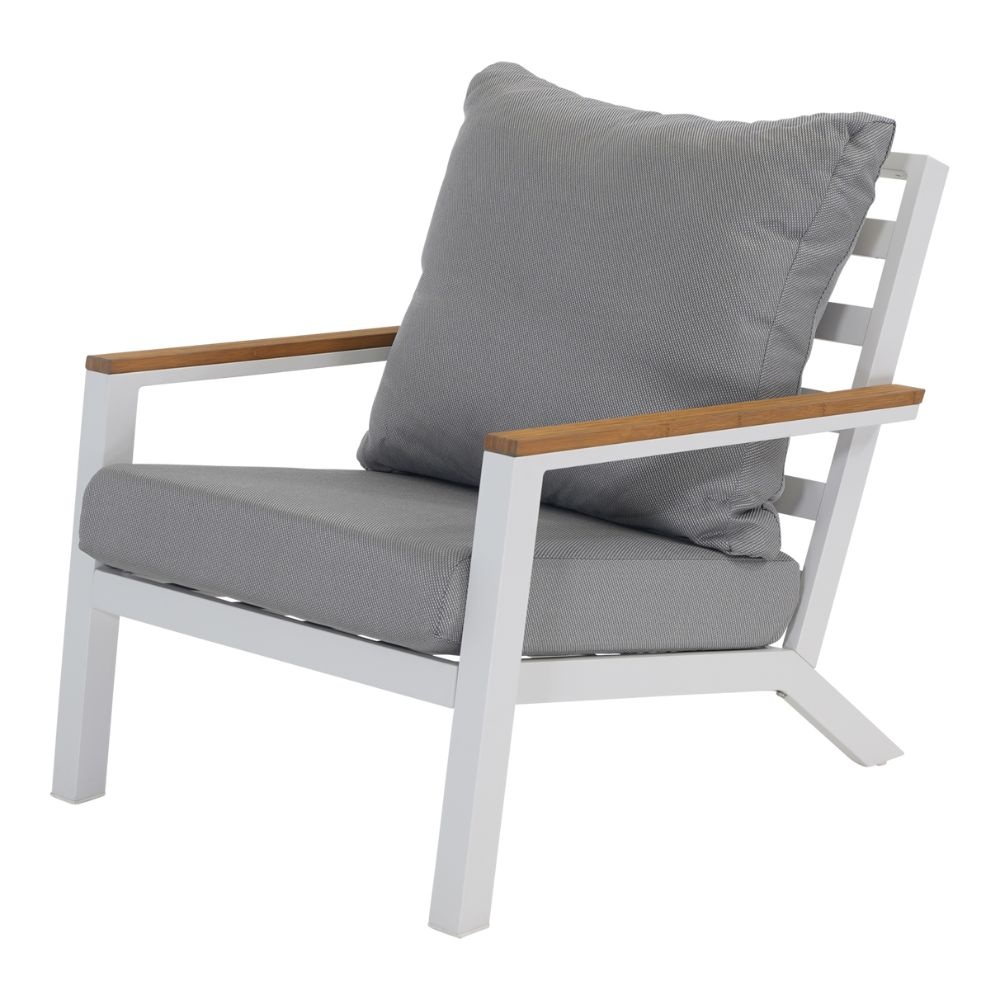 Donnan stoel-bank loungeset 5 personen | aluminium + bamboe | wit | 5-delig