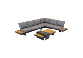 Barbados hoek loungeset 6 personen | aluminium + teakhout | Natural Teak | 5-delig - 323x245cm