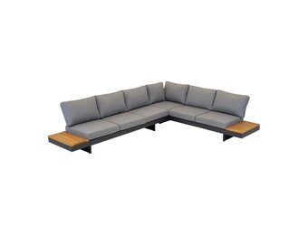 Barbados hoek loungeset 6 personen | aluminium + teakhout | Natural Teak | 5-delig - 323x245cm