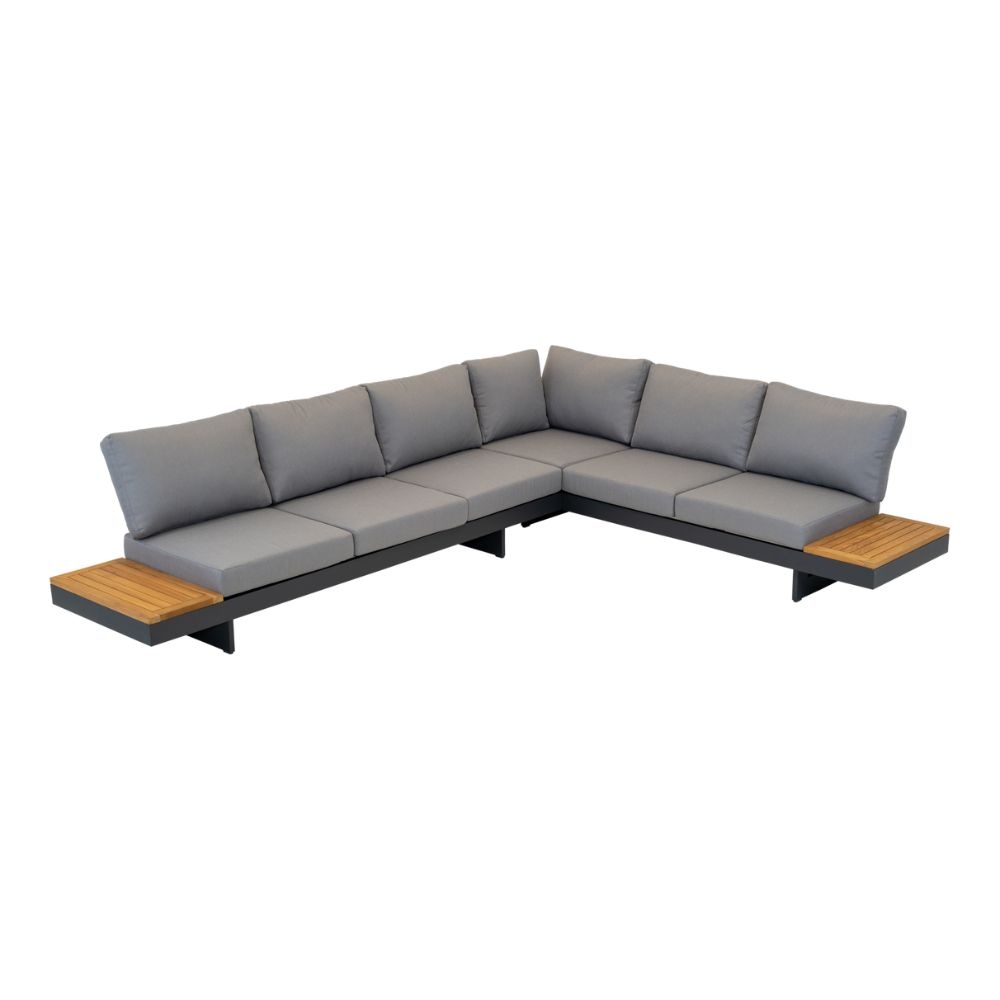 Barbados hoek loungeset 6 personen | aluminium + teakhout | Natural Teak | 5-delig - 323x245cm