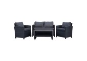Stockholm stoel-bank loungeset 4 personen | wicker | zwart | 4-delig