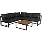 LUX outdoor living Milton hoek loungeset 5 personen | hardhout + staal | zwart | 3-delig - 200x200cm