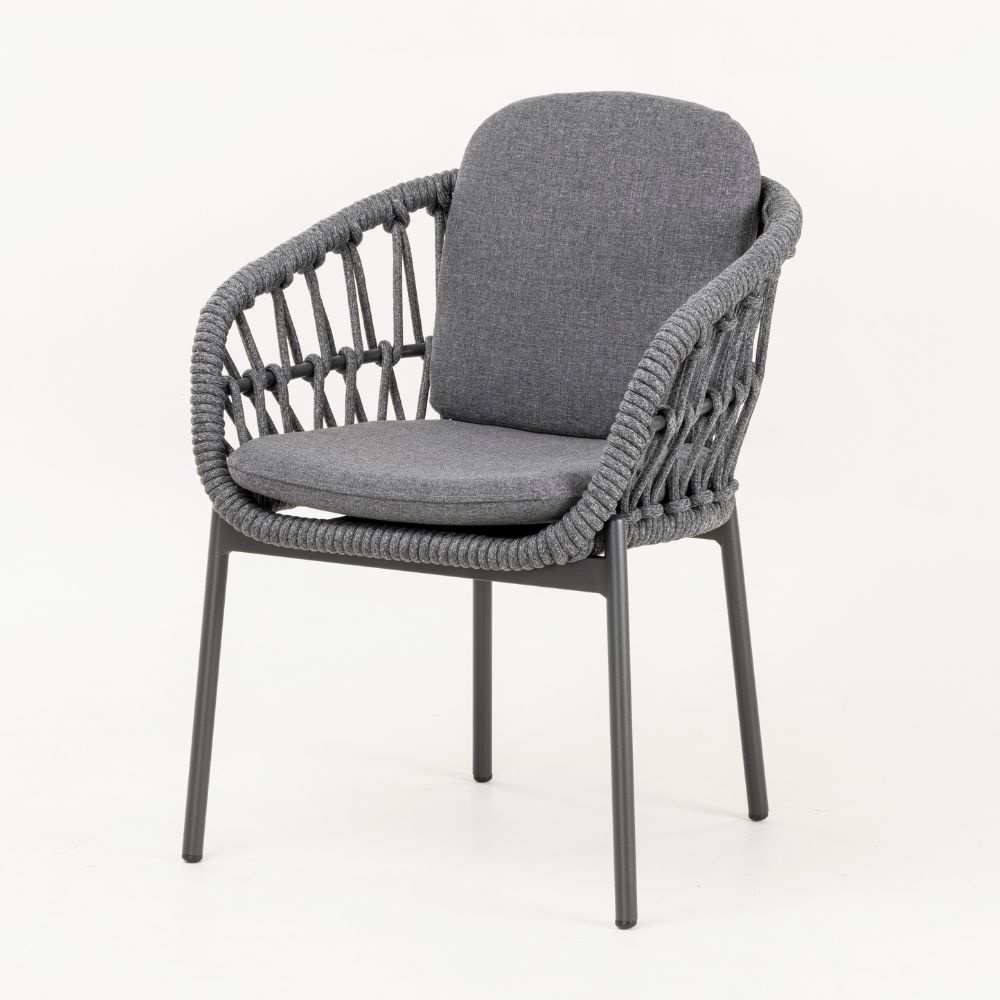 Arizona dining tuinstoel Dark grey | aluminium + touw | Dark Grey