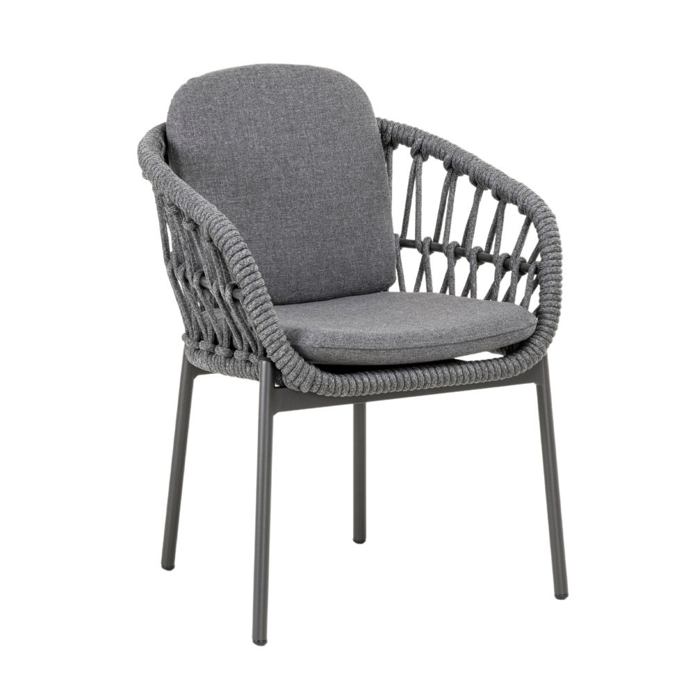 Arizona dining tuinstoel Dark grey | aluminium + touw | Dark Grey