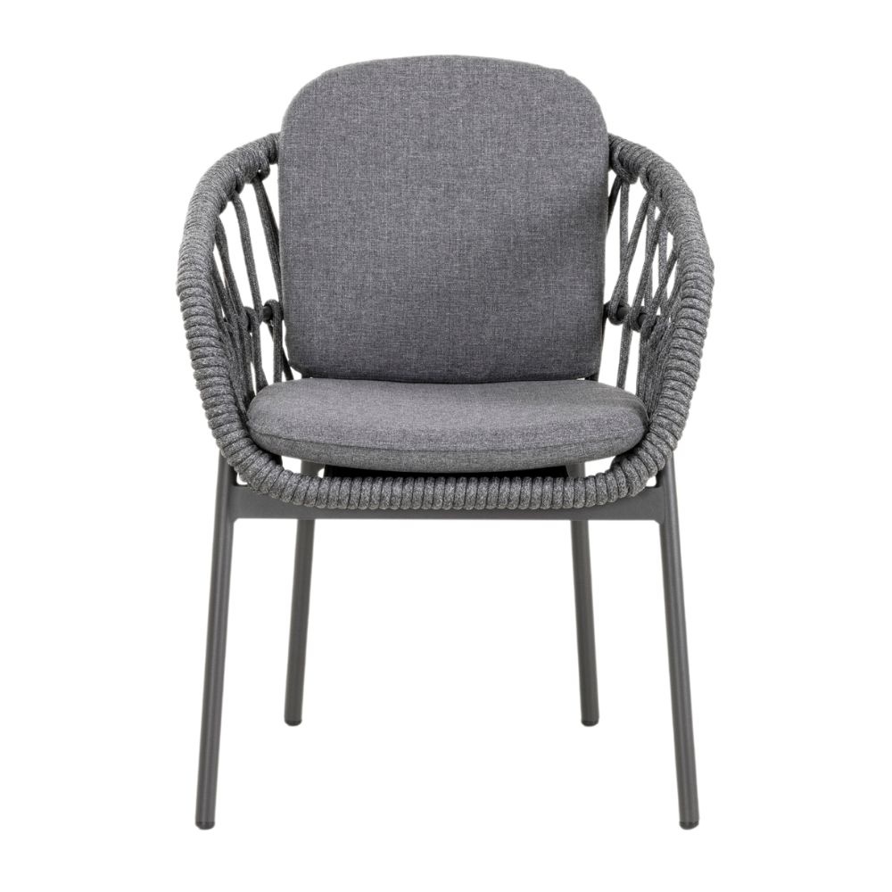 Arizona dining tuinstoel Dark grey | aluminium + touw | Dark Grey