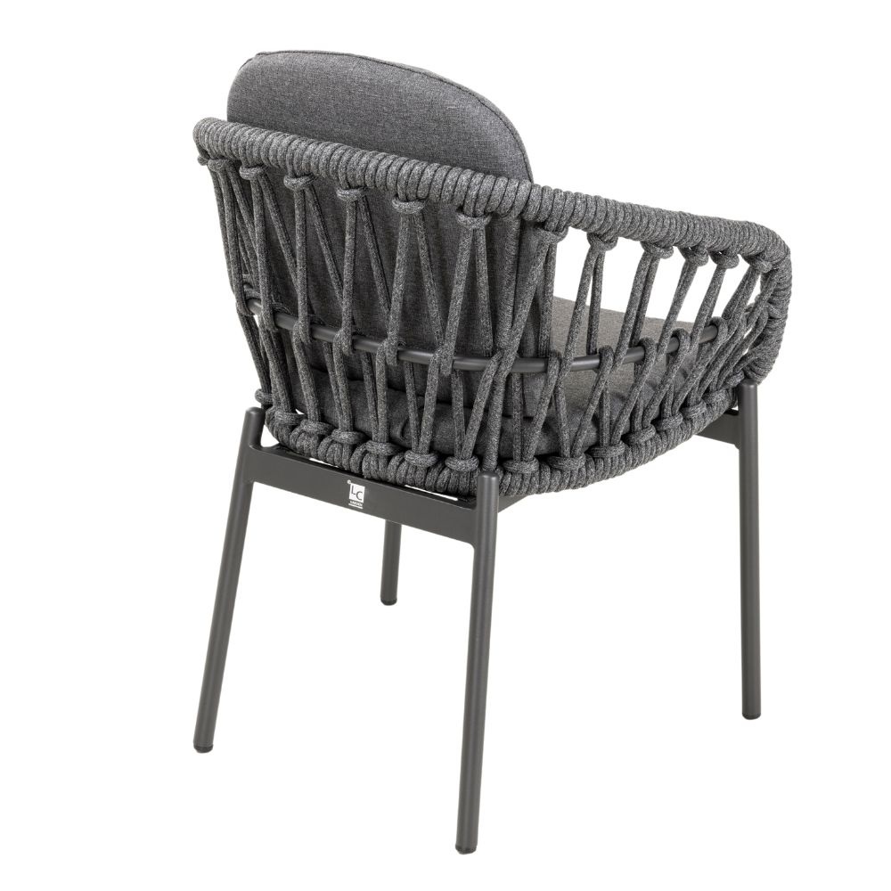 Arizona dining tuinstoel Dark grey | aluminium + touw | Dark Grey