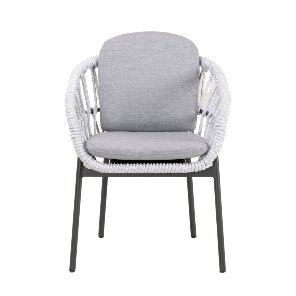 Bari dining tuinstoel | touw + aluminium | wit