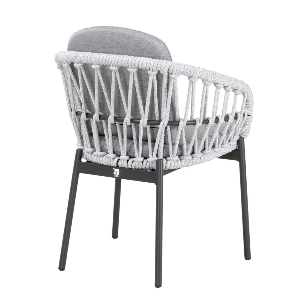 Bari dining tuinstoel | touw + aluminium | wit