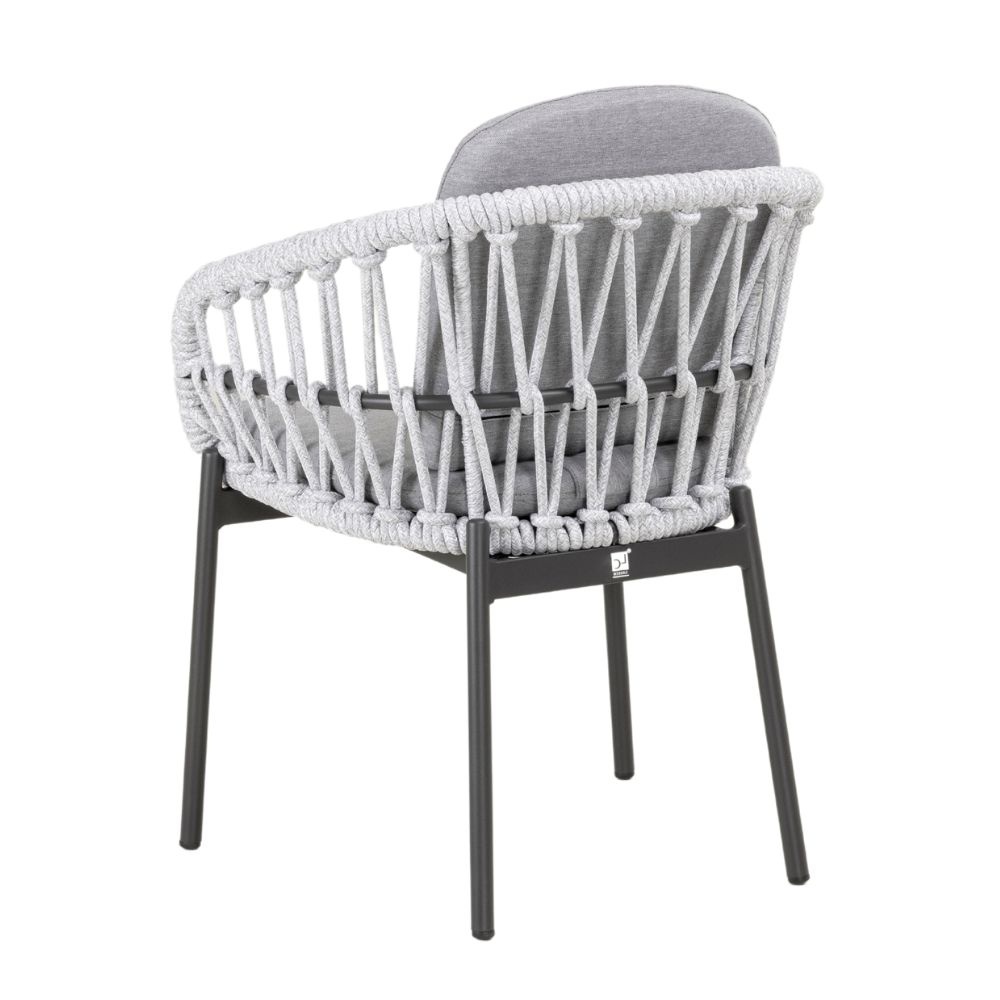 Bari dining tuinstoel | touw + aluminium | wit