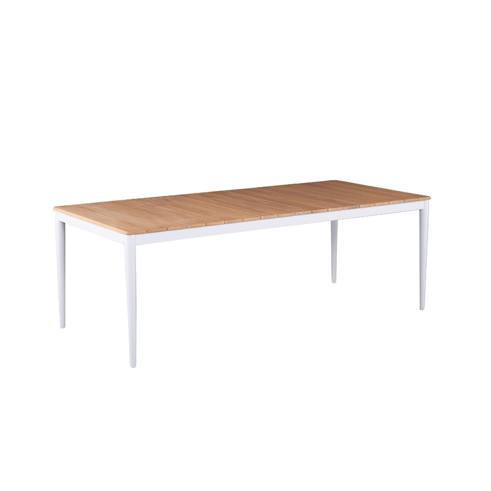 Sandro dining tuintafel | aluminium + teakhout | wit | 220cm