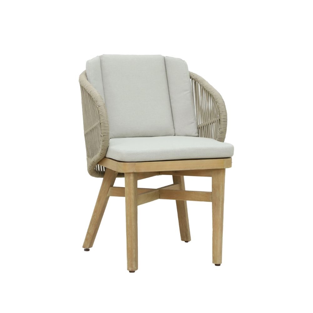 Matera dining tuinstoel | eucalyptus + touw | zand