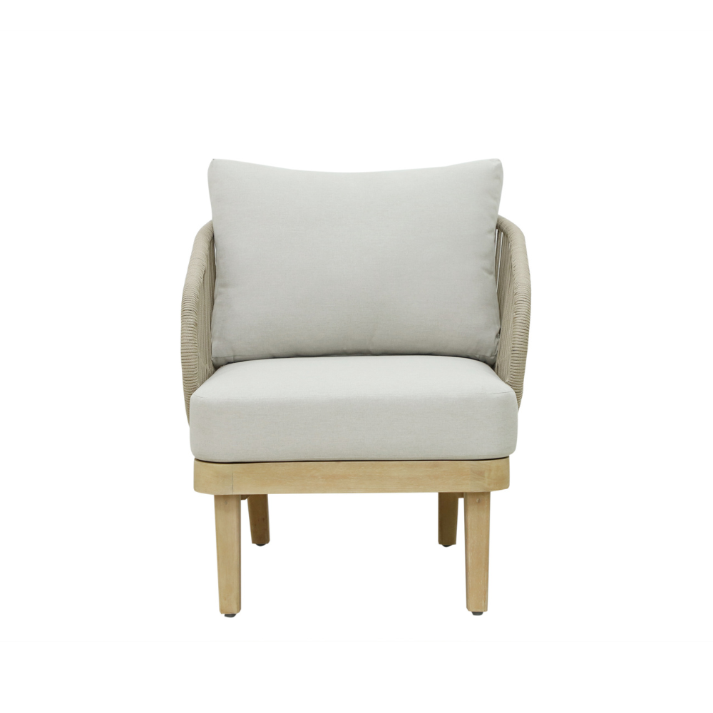 Matera loungestoel | eucalyptus + touw | zand