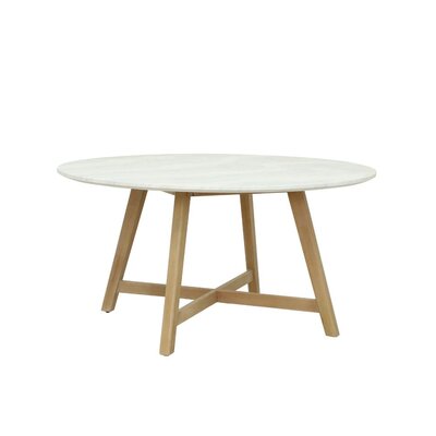 Matera dining tuintafel 6 personen | polystone + hardhout | marmerlook | Ø150cm rond