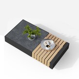 Verona hoek loungeset met all weather kussens 6 personen | aluminium + teakhout | antraciet | 4-delig - 345x275cm