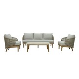 Matera stoel-bank loungeset 5 personen | eucalyptus + touw | zand/Light Teaklook | 4-delig