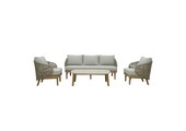 Matera stoel-bank loungeset 5 personen | eucalyptus + touw | zand/Light Teaklook | 4-delig