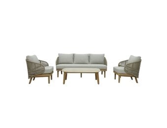 Matera stoel-bank loungeset 5 personen | eucalyptus + touw | zand/Light Teaklook | 4-delig